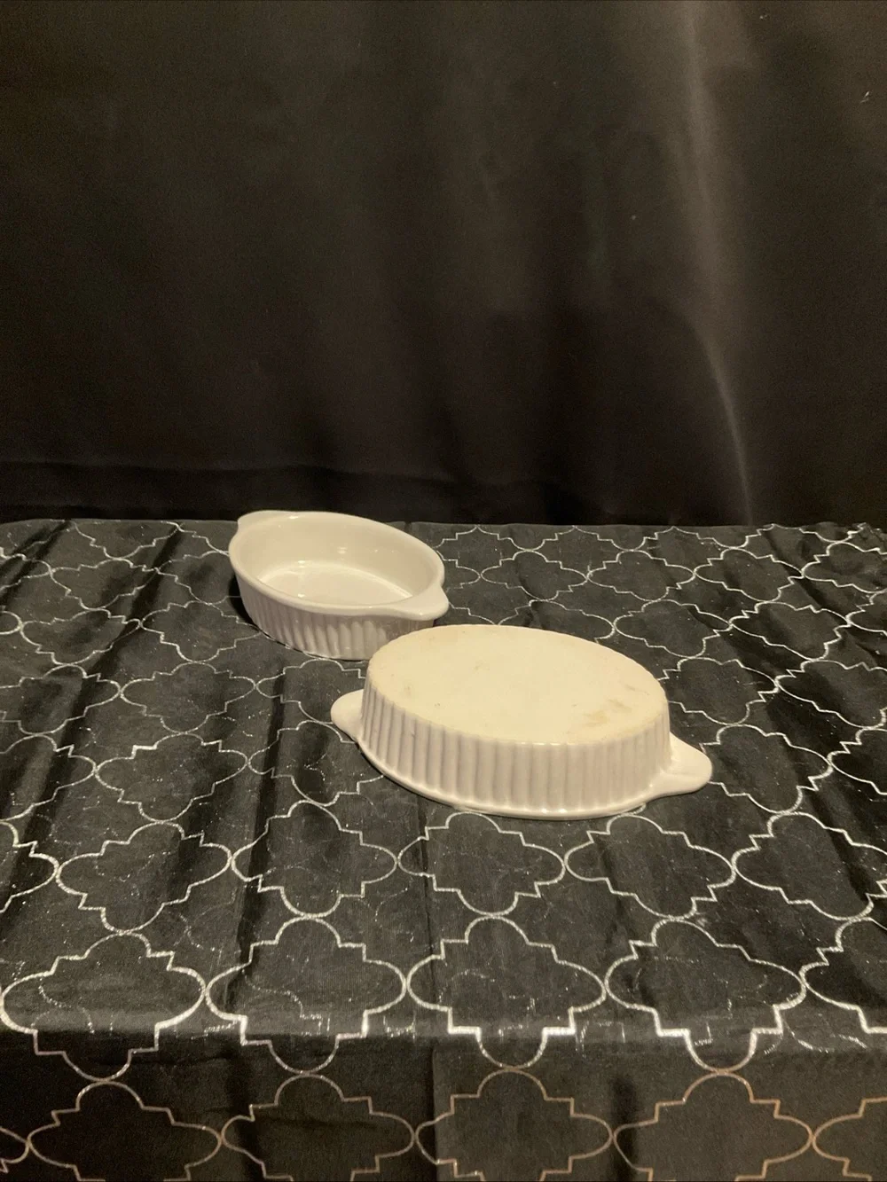 Pair of Oval Ceramic Ramekins with Side Handles